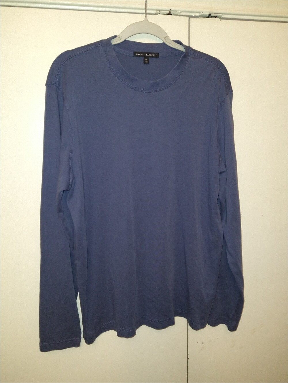 Robert Barakett Blue Mock Neck Long Sleeve Tee Shirt Men's sz XL.